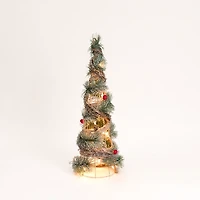 Pre-Lit Frosted Rattan Christmas Tree, 24 in.