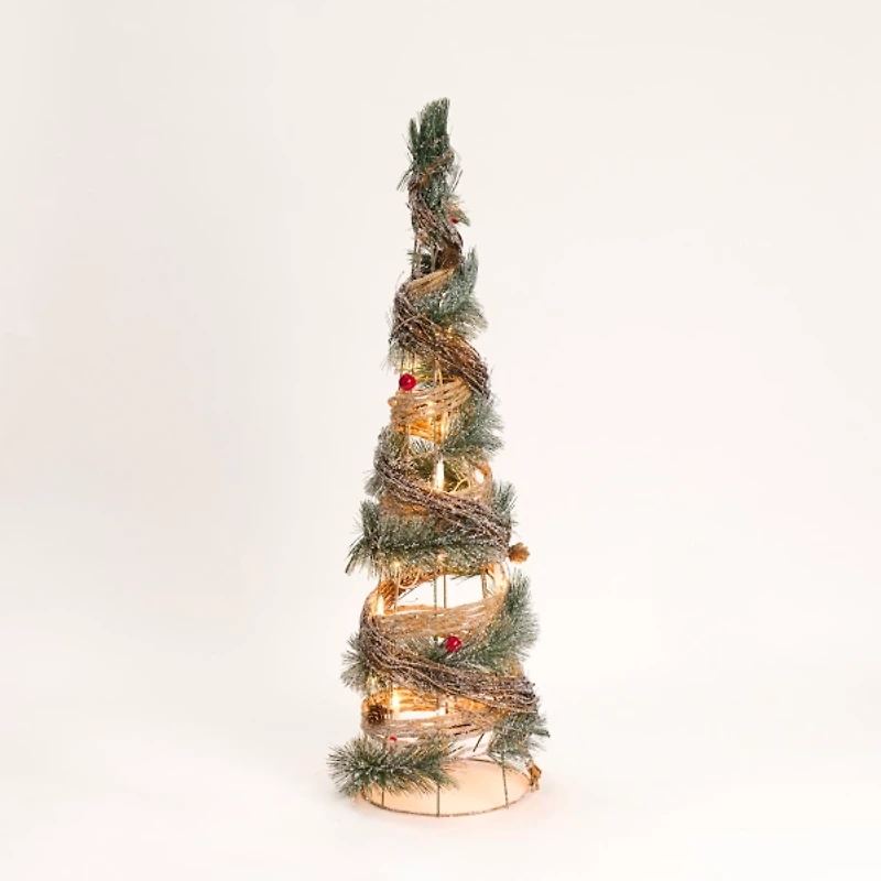 Pre-Lit Frosted Rattan Christmas Tree