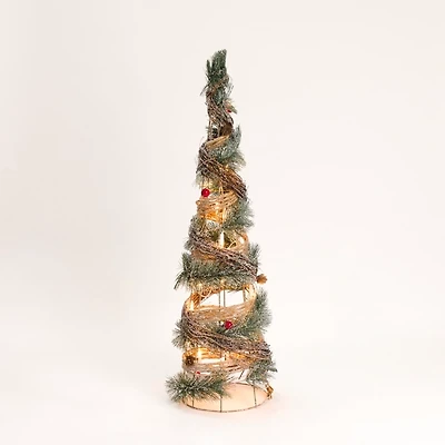 Pre-Lit Frosted Rattan Christmas Tree