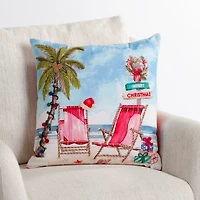 Palm Tree Beach Scene Christmas Pillow