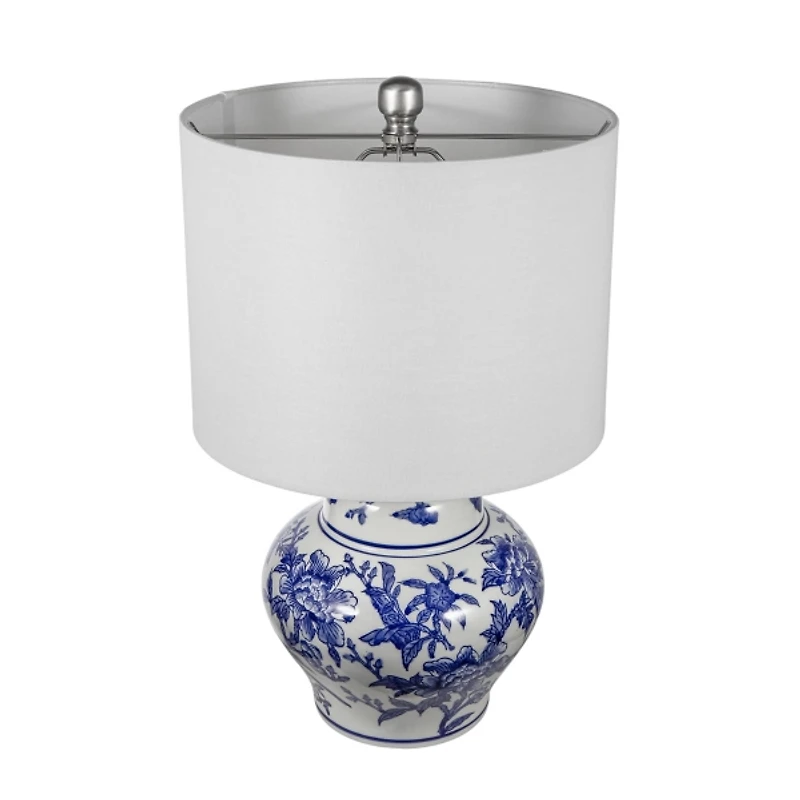 Blue & White Floral Ceramic Table Lamp
