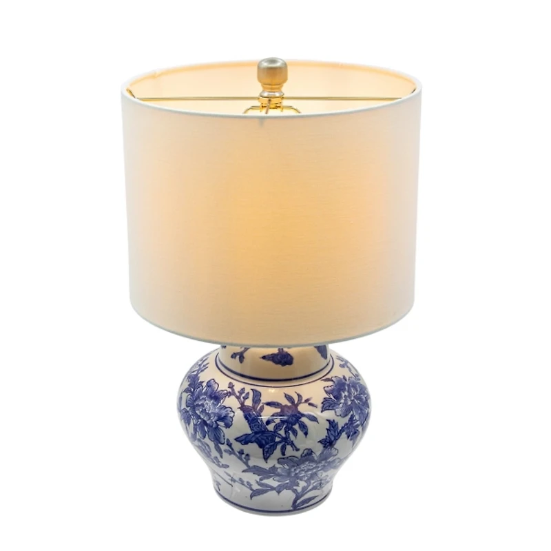 Blue & White Floral Ceramic Table Lamp