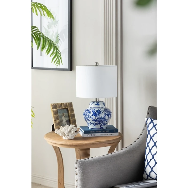 Blue & White Floral Ceramic Table Lamp