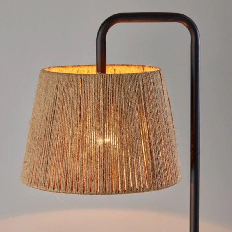 Black Arched Rope Lampshade Floor Lamp