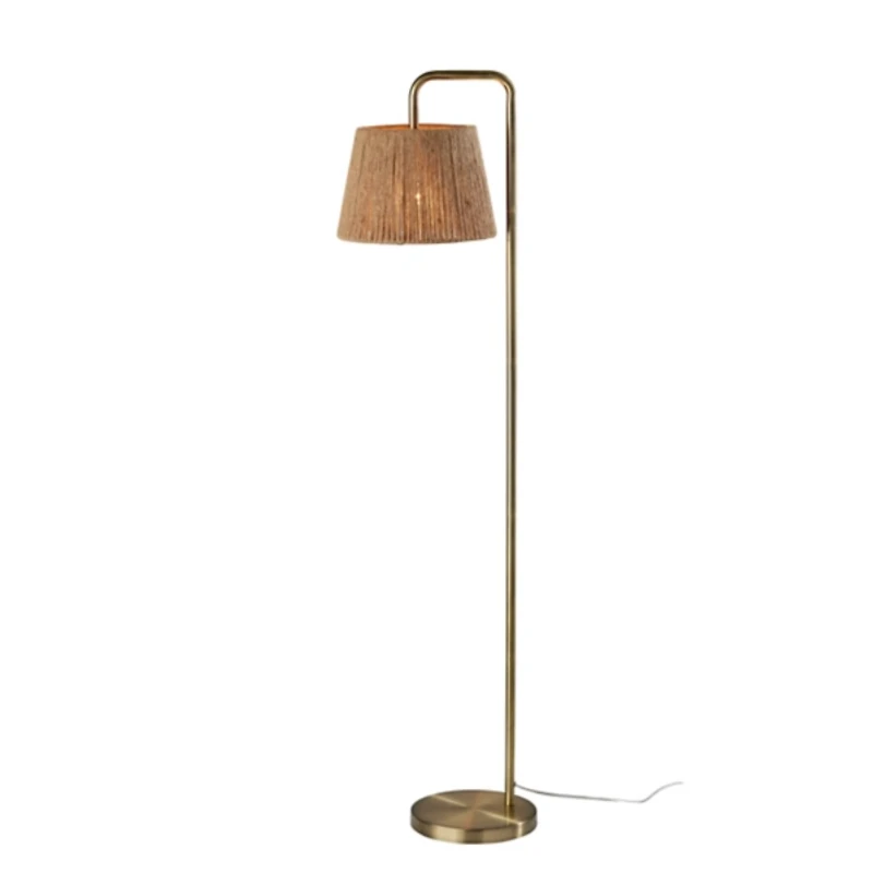 Brass Arched Rope Lampshade Floor Lamp