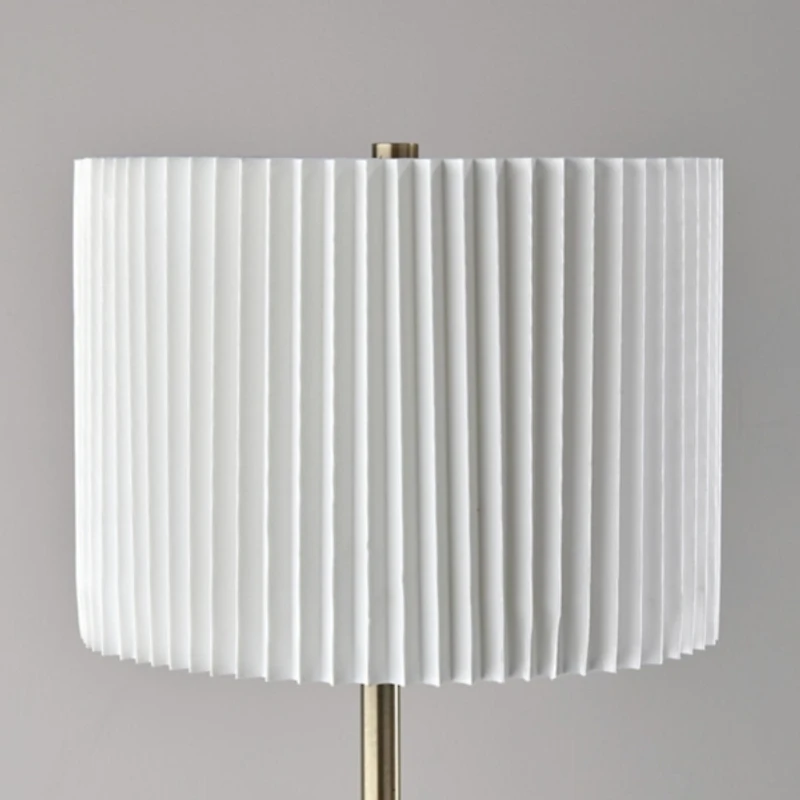 Eli Antique Brass Pleated Shade Floor Lamp