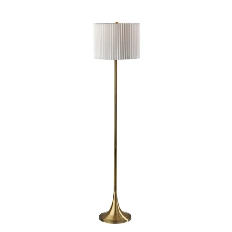 Eli Antique Brass Pleated Shade Floor Lamp