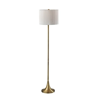 Eli Antique Brass Pleated Shade Floor Lamp
