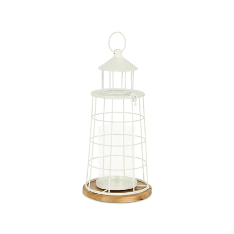 White Metal Lighthouse Lantern, 15 in.