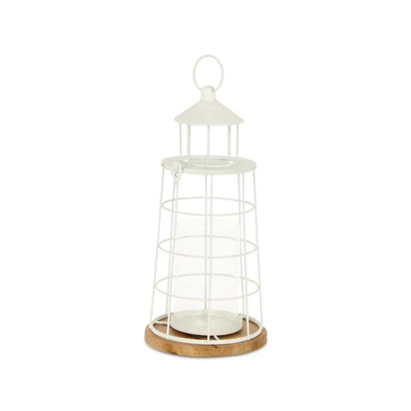 White Metal Lighthouse Lantern, 15 in.