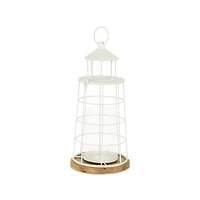 White Metal Lighthouse Lantern, 15 in.