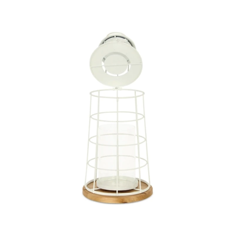 White Metal Lighthouse Lantern, 15 in.