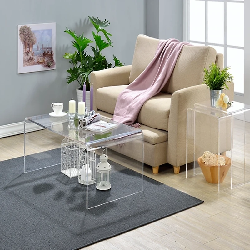 Clear Acrylic Curved Edge Coffee Table