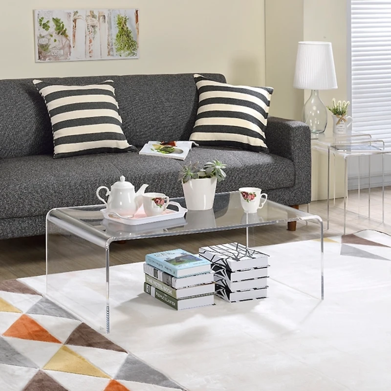 Clear Acrylic Curved Edge Coffee Table
