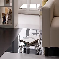 Clear Acrylic Curved Edge C-Table with Wheels