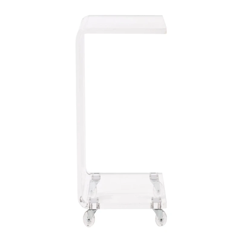 Clear Acrylic Curved Edge C-Table with Wheels