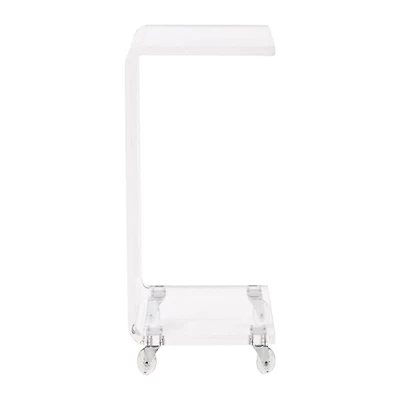 Clear Acrylic Curved Edge C-Table with Wheels