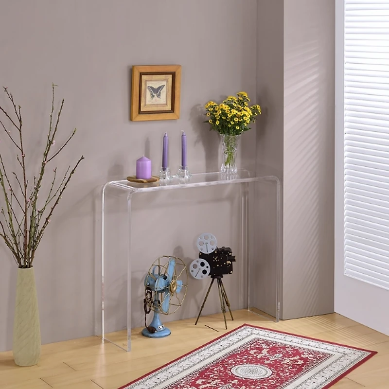 Clear Acrylic Curved Edge Console Table