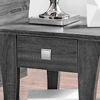 Charcoal Wood Single Drawer Side Table