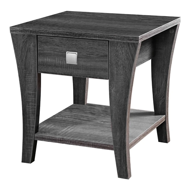 Charcoal Wood Single Drawer Side Table