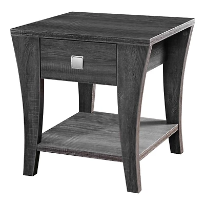 Charcoal Wood Single Drawer Side Table
