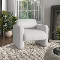White Boucle Modern Accent Chair