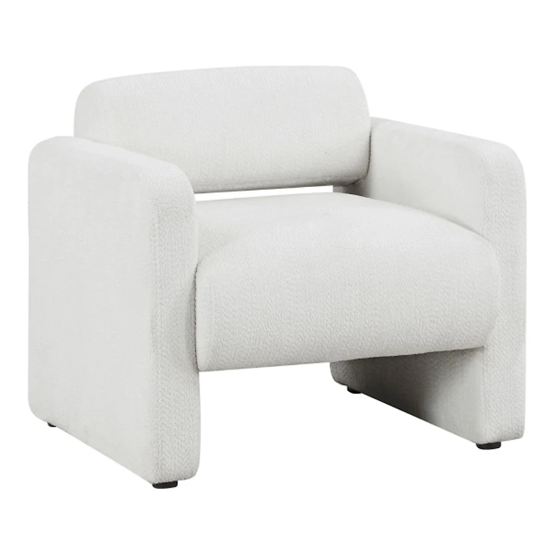 White Boucle Modern Accent Chair
