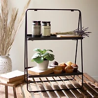 Black Metal 2-Tier Folding Display Rack