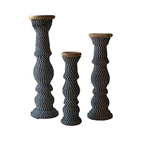 Black and White String Candle Holders, Set of 3