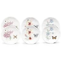 White Butterfly Meadow Appetizer Plates, Set of 6