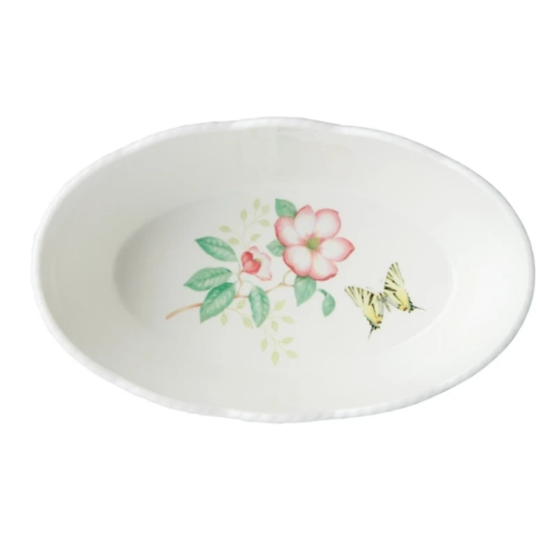 White Butterfly Meadow Porcelain Bread Basket