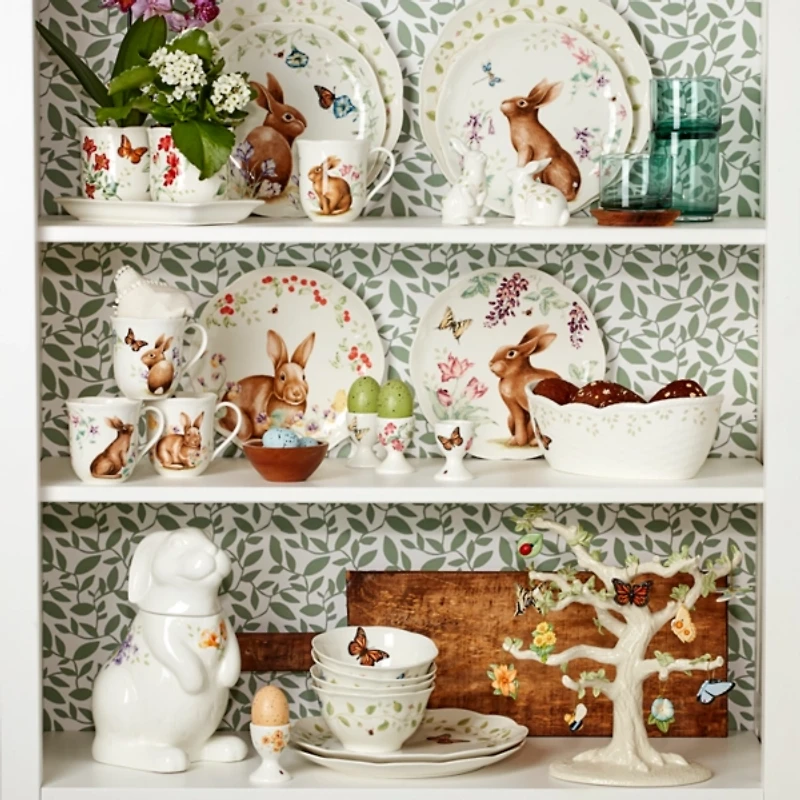 White Butterfly Meadow Porcelain Bread Basket