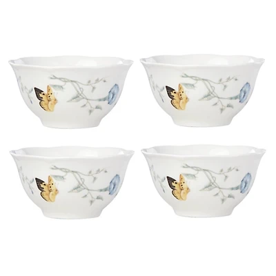 White Butterfly Meadow Rice Bowls, Set of 4