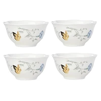 White Butterfly Meadow Rice Bowls, Set of 4