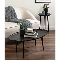Black Metal Deckled Edge Round Side Table