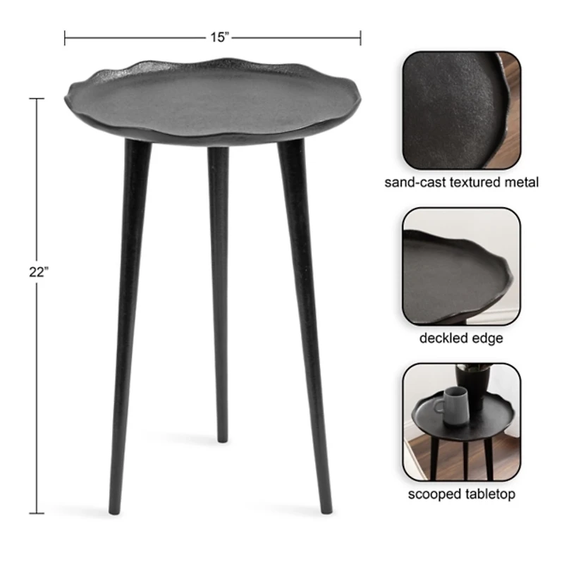 Black Metal Deckled Edge Round Side Table