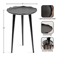 Black Metal Deckled Edge Round Side Table