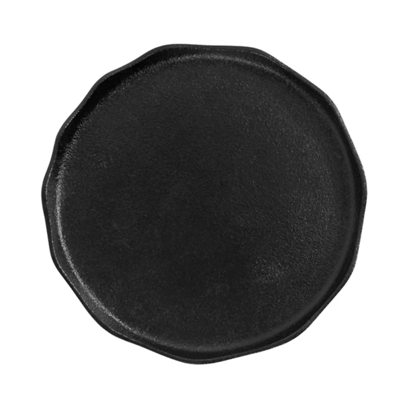 Black Metal Deckled Edge Round Side Table