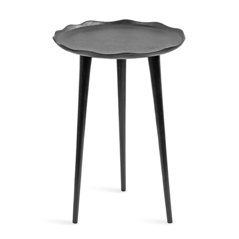 Black Metal Deckled Edge Round Side Table