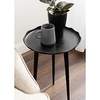 Black Metal Deckled Edge Round Side Table