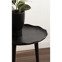 Black Metal Deckled Edge Round Side Table