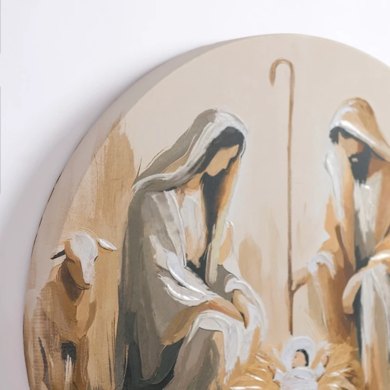 Round Nativity Scene Canvas Art Print