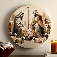 Round Nativity Scene Canvas Art Print