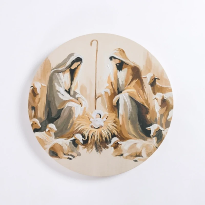 Round Nativity Scene Canvas Art Print