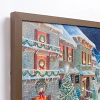 LED Snowy Street Scene Framed Art Print