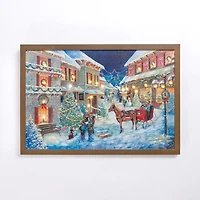 LED Snowy Street Scene Framed Art Print