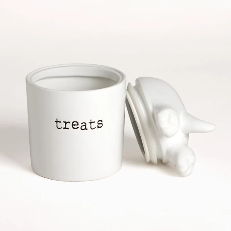 White Ceramic Dog Treat Canister