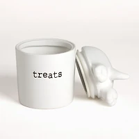 White Ceramic Dog Treat Canister