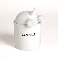 White Ceramic Dog Treat Canister