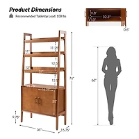 Chestnut Ladder Bookcase with Cabinet
